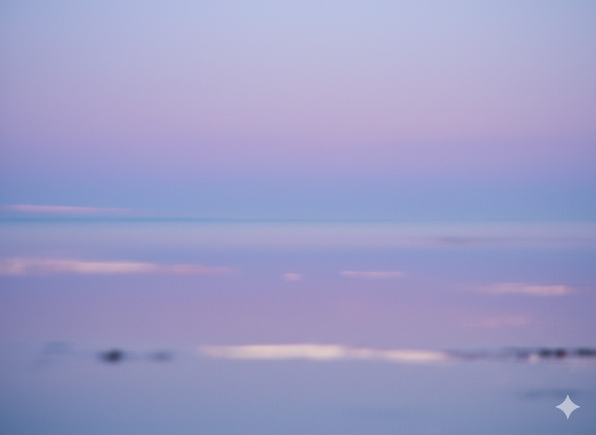 Soft lavender abstract gradient suggesting calm evening light over still water